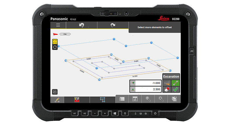 Image1_Earthworks-Site-Prep-Leica-iCON-build-software-CC200-Sketching Offsets for excavation